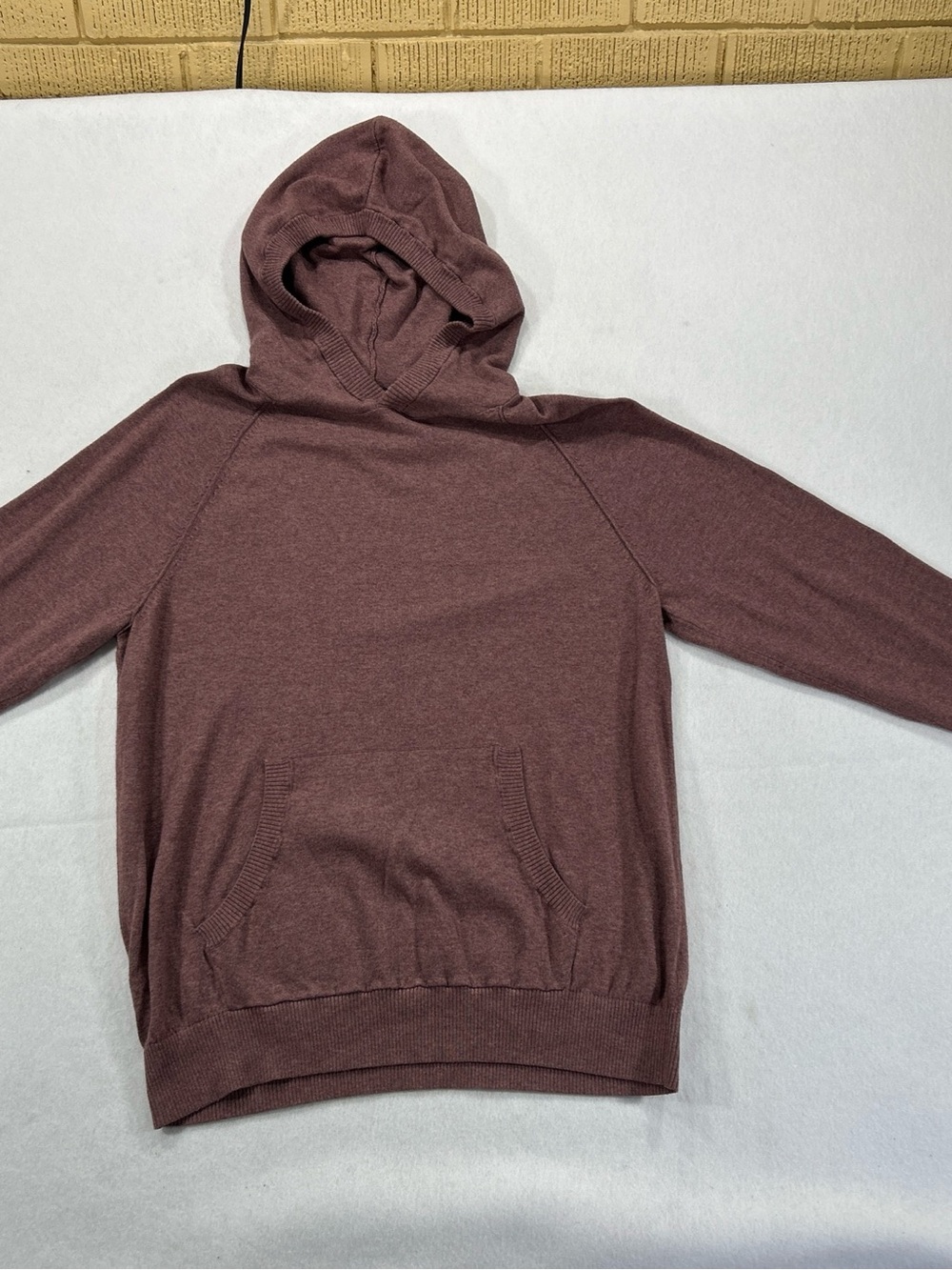 Old Navy Mens Large Knit Hoodie Sweater Heather Mauve Pullover Kangaroo Pocket L